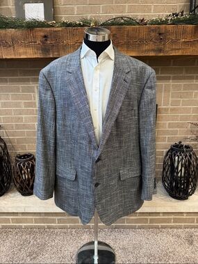 Oak Hill mens 2XLT Tall 50L 52L gray Rayon polyester 2-button sport coat EUC